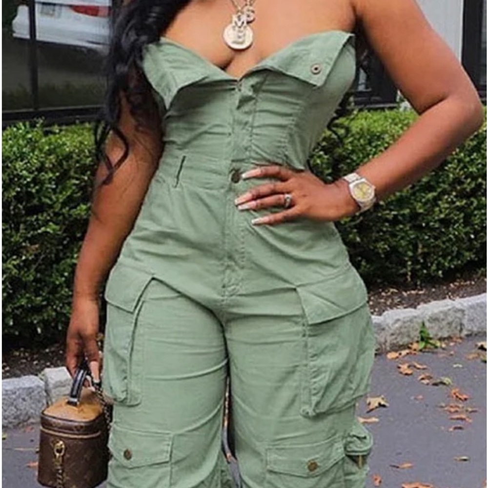 Brand new mint cargo jumpsuit